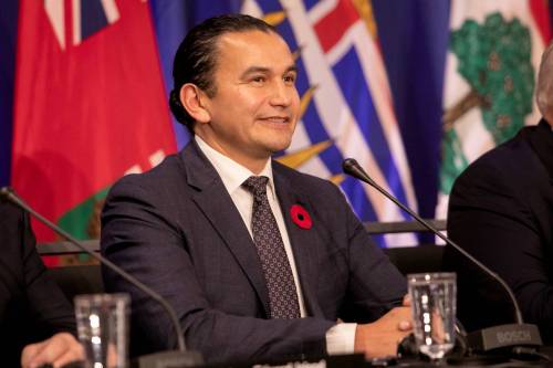 THE CANADIAN PRESS/Kelly Clark
                                Wab Kinew, Premier of Manitoba, looks on during a press conference at the meeting of the Council of the Federation, where Canada&rsquo;s provincial and territorial leaders meet, in Halifax, Monday, Nov. 6, 2023.