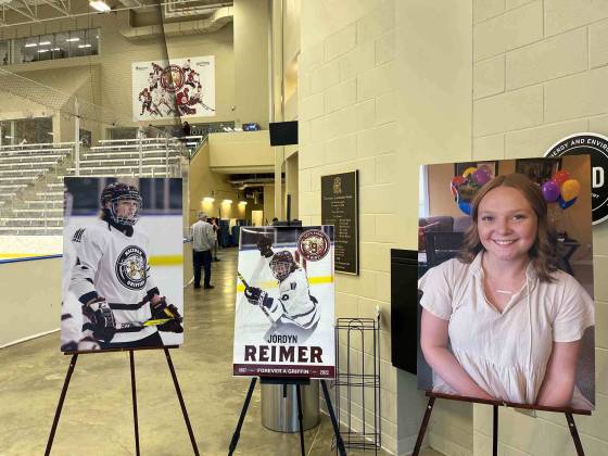 A memorial set up at a MacEwan University ceremony in Edmonton October 2022, honouring Jordyn Reimer. She attended the school for five years and played on its women’s hockey team. (Supplied)