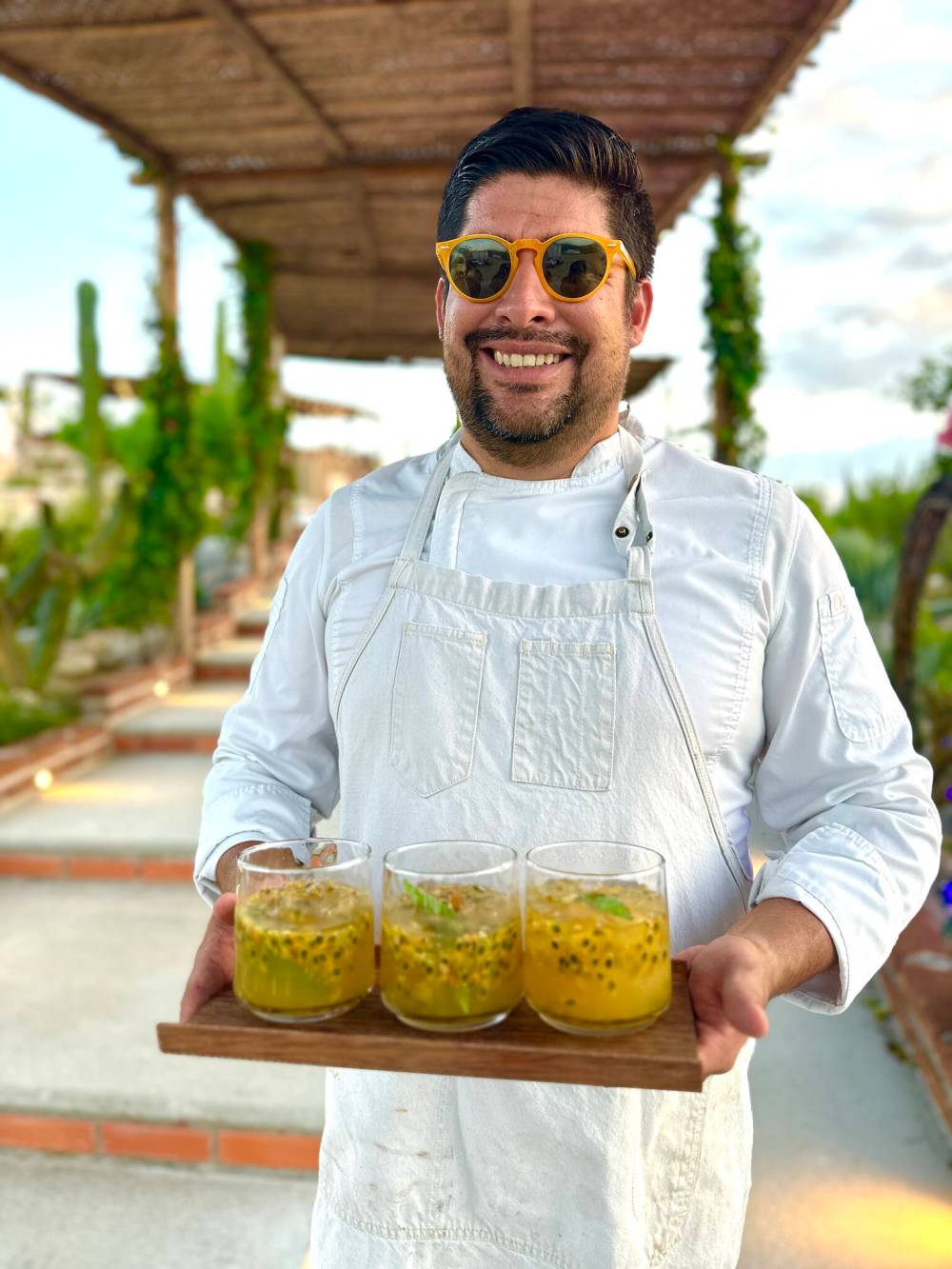 Chef Ubaldo Martínez greets guests with a passionfruit margarita at the 26-acre ranch outside San Jose del Cabo. (Photo by Shel Zolkewich / Winnipeg Free Press)