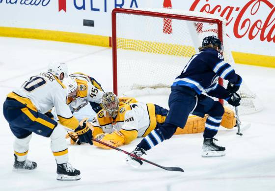 JOHN WOODS / THE CANADIAN PRESS FILESThe Winnipeg Jets will face off against the Nashville Predators for the second time this month, this time at Bridgestone Arena.