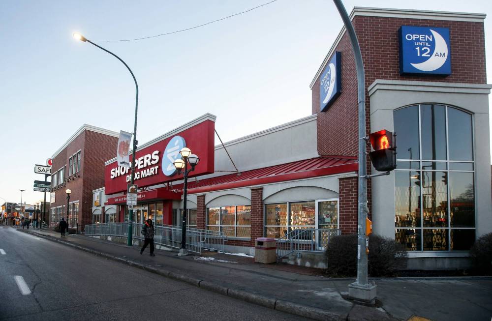 The Osborne Village Shoppers Drug Mart was closed after three people were stabbed Sunday. Lanessa Moskotaywenene has been charged in connection with the incident. (John Woods / Winnipeg Free Press)