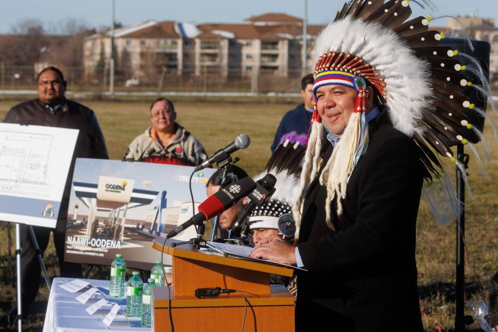 MIKE DEAL / WINNIPEG FREE PRESS
Brokenhead First Chief Gordon BlueSky said the corporate team has been talking with prospective investors, developers and tenants from across the country and internationally.