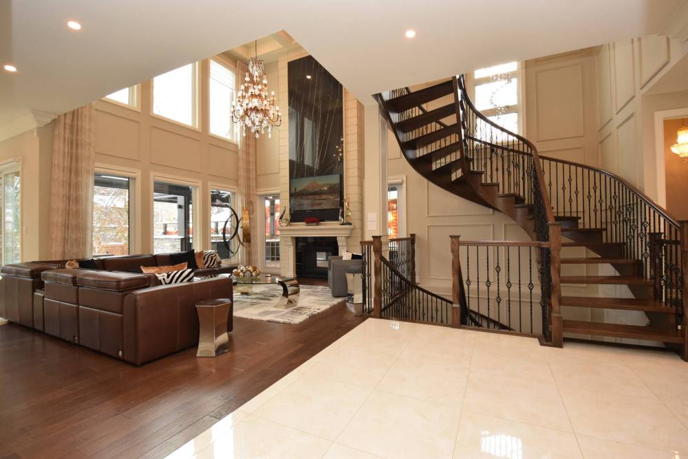 The great room’s front wall was opened up to make the space more accessible.