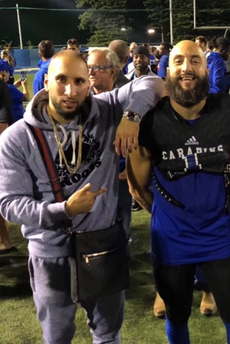 <p>SUPPLIED</p>                                 <p>Redha Kramdi (right) was at his first training camp with the Blue Bombers when his brother Sami (left) died in his sleep.</p>