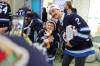 RUTH BONNEVILLE / WINNIPEG FREE PRESS
                                Jets defenceman Dylan DeMelo gets his picture taken with Max Bannister, age 13, Wednesday.