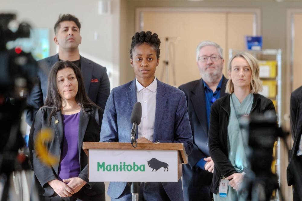 MIKE DEAL / WINNIPEG FREE PRESS
Health, Seniors and Long-Term Care Minister Uzoma Asagwara announced Friday that funding would be redirected to “public health-care delivery” and prioritized for public surgical and diagnostic procedures.