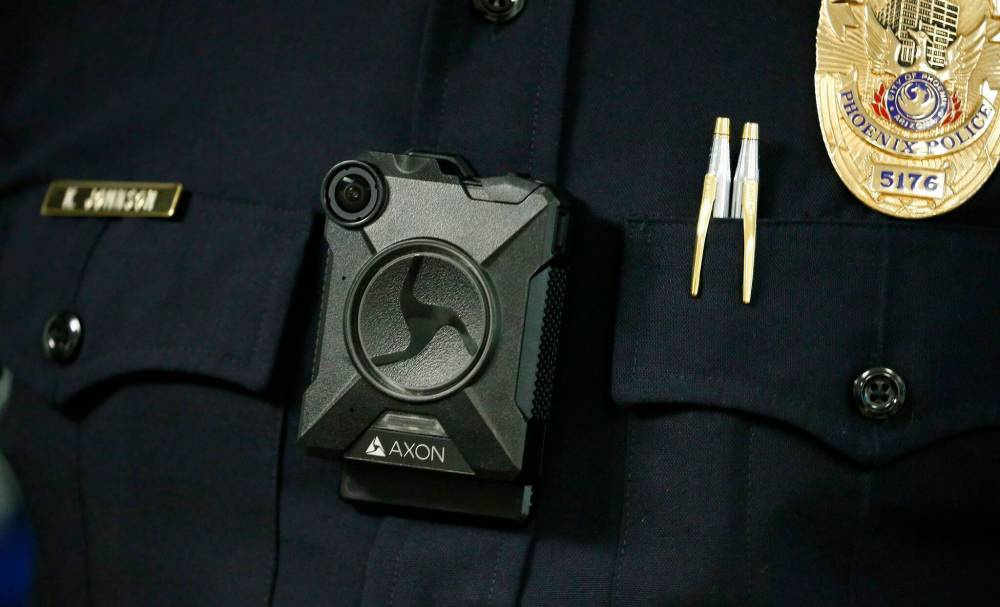 The Axon Body 2 body camera at a Phoenix, Ariz., police detachment in 2019. (Ross D. Franklin / The Associated Press files)