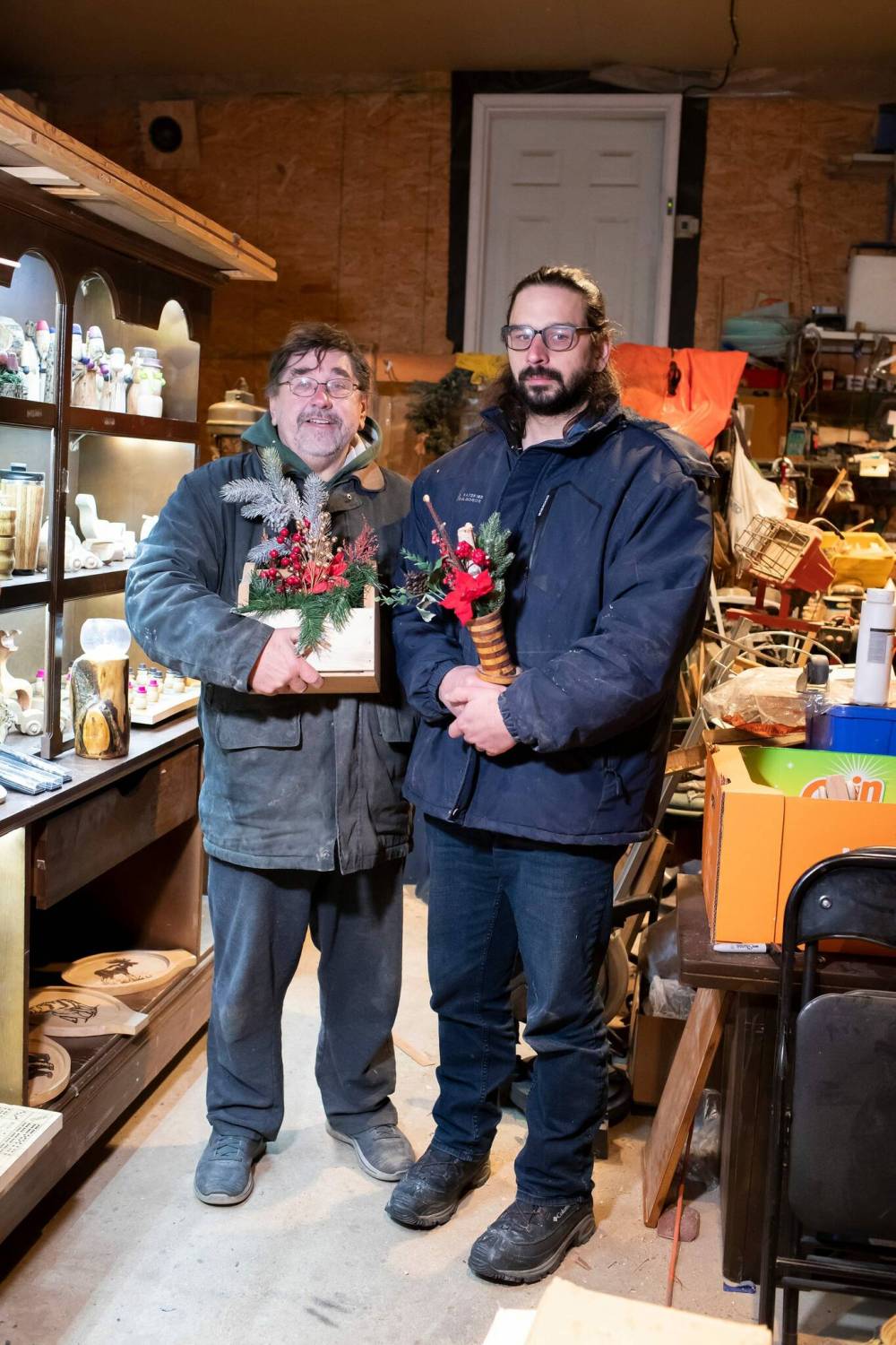 BROOK JONES / WINNIPEG FREE PRESS
Bill Gidzak, 67, and his son Nick, 42, in their woodworking shop.
