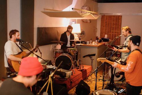 ADAM KELLY PHOTO
                                Royal Canoe &mdash; Matt Peters (from left), Matt Schellenberg, Bucky Driedger, Brendan Berg, Derek Allard and Michael Jordan &mdash; during rehearsal for the 10-year anniversary celebration of the Juno-nominated album, Today We&rsquo;re Believers.