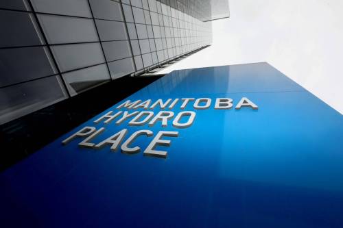 RUTH BONNEVILLE / WINNIPEG FREE PRESS
                                Dynamic photos of the Manitoba Hydro Building sign in front Hydro Building at 360 Portage Ave. See story on Hydro Board. March 21, 2018