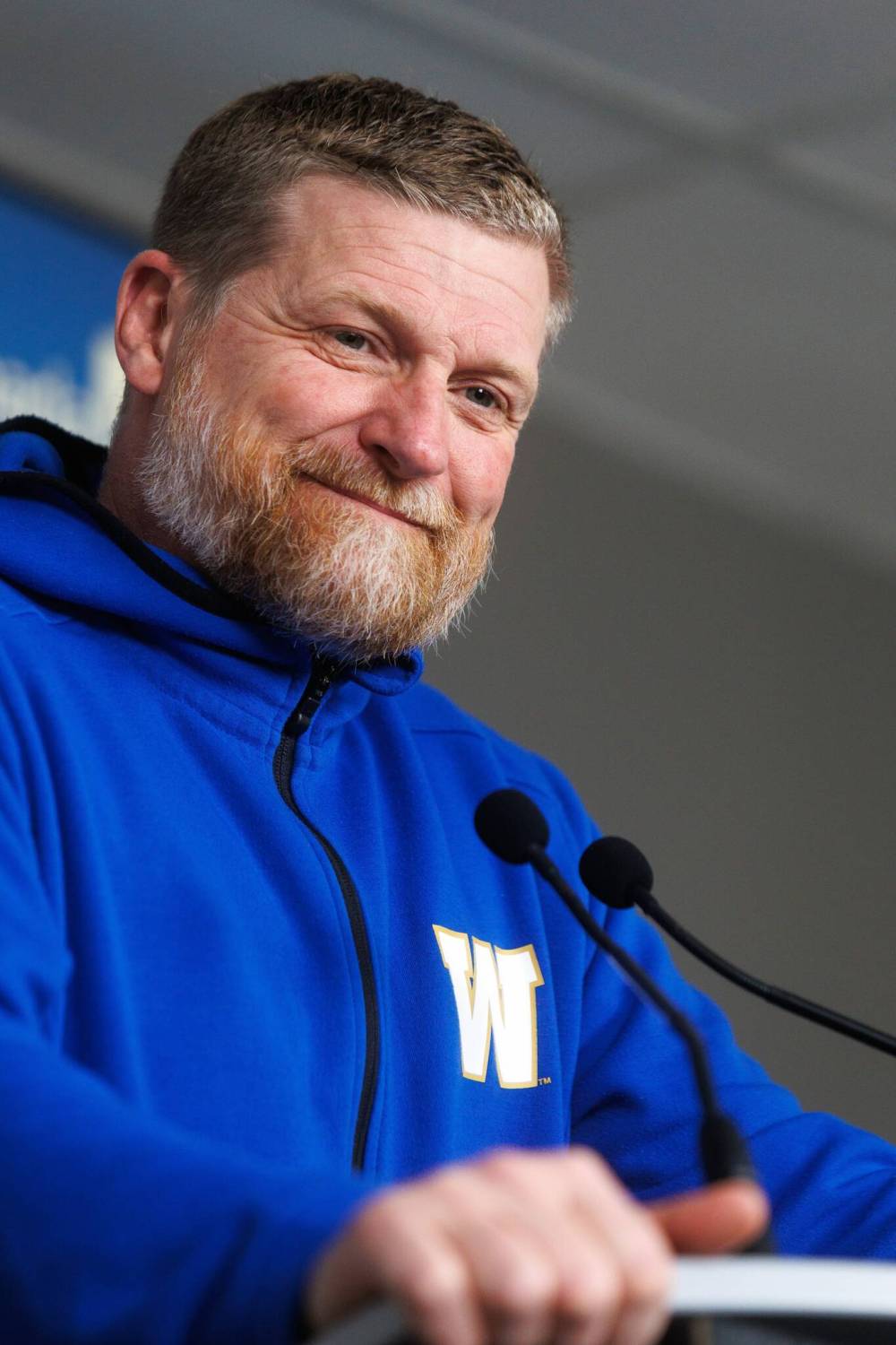 MIKE DEAL / WINNIPEG FREE PRESS
Winnipeg Blue Bombers Head Coach Mike O’Shea holds a year-end press conference at IG Field Monday morning.
