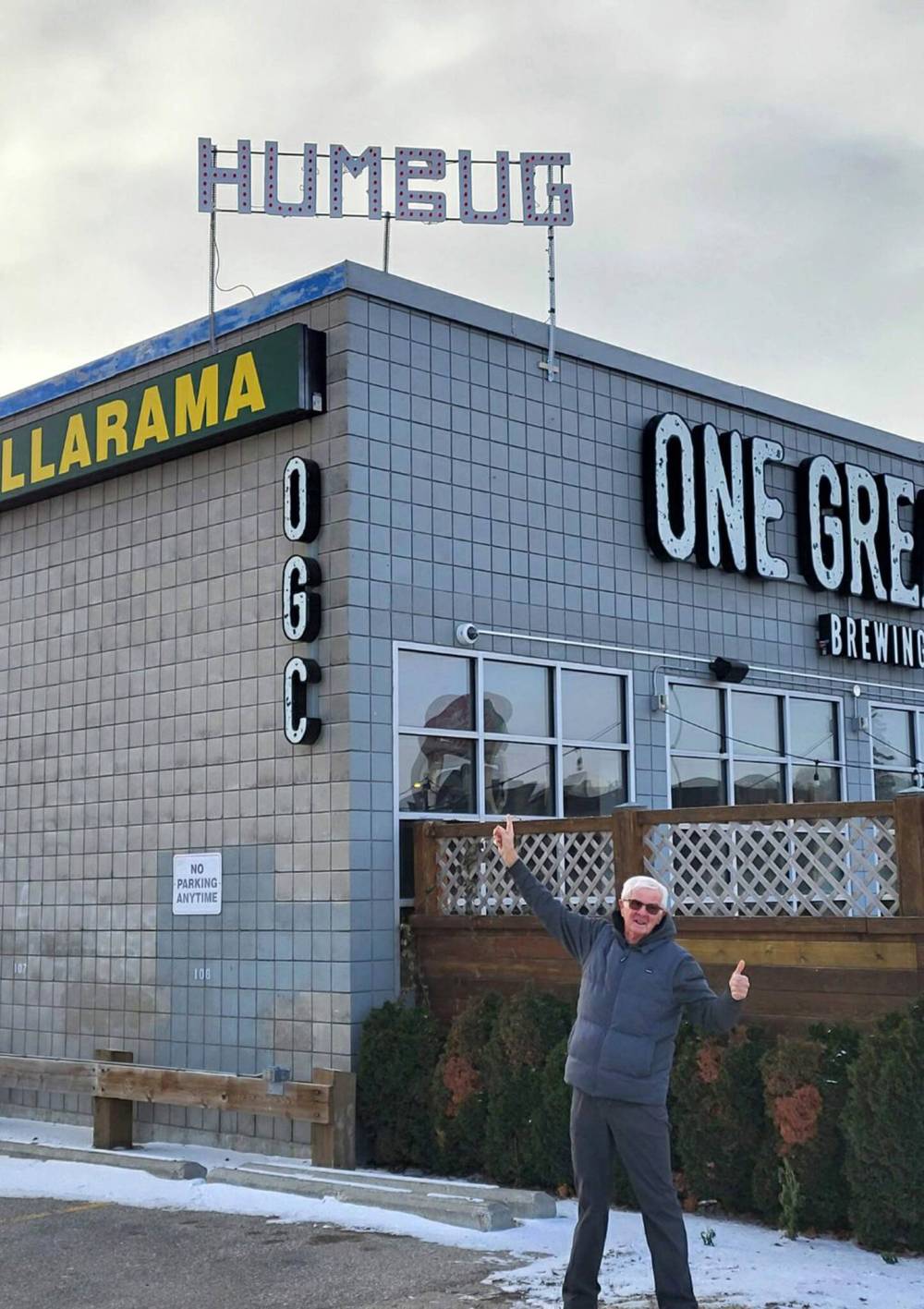 Less than two days after it was erected atop One Great City brewery to preserve a long-standing tradition, the beloved “Humbug” sign has disappeared from the Madison Square strip mall, but a mayoral saint stepped in Thursday to have it relocated. (Supplied)