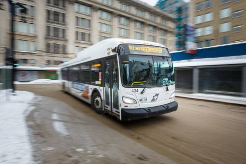 MIKE DEAL / WINNIPEG FREE PRESS FILES
                                A Winnipeg Transit bus drives along Graham Avenue Thursday afternoon. 230126 - Thursday, January 26, 2023.