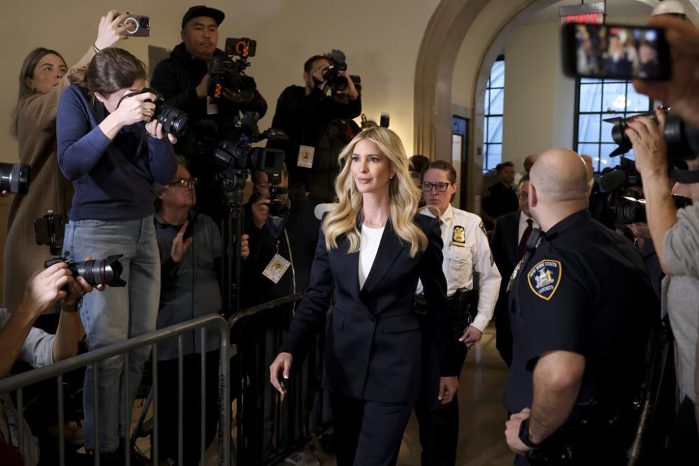 Ivanka Trump arrives at New York Supreme Court, Wednesday, Nov. 8, 2023, in New York. It's Ivanka Trump's turn to face questioning in the civil fraud trial that is publicly probing into the family business. Ex-President Donald Trump's eldest daughter, who has been in his inner circle in both business and politics, is due on the stand Wednesday, after trying unsuccessfully to block her testimony. (AP Photo/Yuki Iwamura)