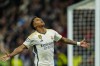 Real Madrid's Rodrygo celebrates after scoring his side's third goal during the Champions League Group C soccer match between Real Madrid and Braga at the Santiago Bernabeu stadium in Madrid, Spain, Wednesday, Nov. 8, 2023. (AP Photo/Jose Breton)