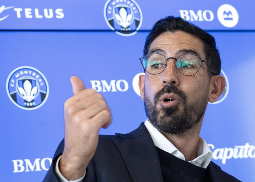 CF Montreal head coach Hernan Losada speaks to the media at an end-of-season availability for the MLS team, Tuesday, October 24, 2023 in Montreal. CF Montreal has fired Losada after missing the Major League Soccer playoffs by two points this season.THE CANADIAN PRESS/Ryan Remiorz