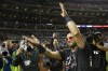 FILE - Washington Nationals' Gerardo Parra celebrates after winning 7-4 in Game 4 of the baseball National League Championship Series against the St. Louis Cardinals, Washington, Oct. 15, 2019. Parra — of “Baby Shark” fame — will be the new first base coach for the Washington Nationals as part of a series of changes to manager Dave Martinez's staff announced by the club on Friday, Nov. 10, 2023, after a fourth consecutive last-place finish in the NL East.(AP Photo/Patrick Semansky, File)