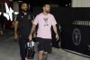 Inter Miami forward Lionel Messi, right, arrives for the team's club friendly soccer match against New York City FC, Friday, Nov. 10, 2023, in Fort Lauderdale, Fla. (AP Photo/Lynne Sladky)