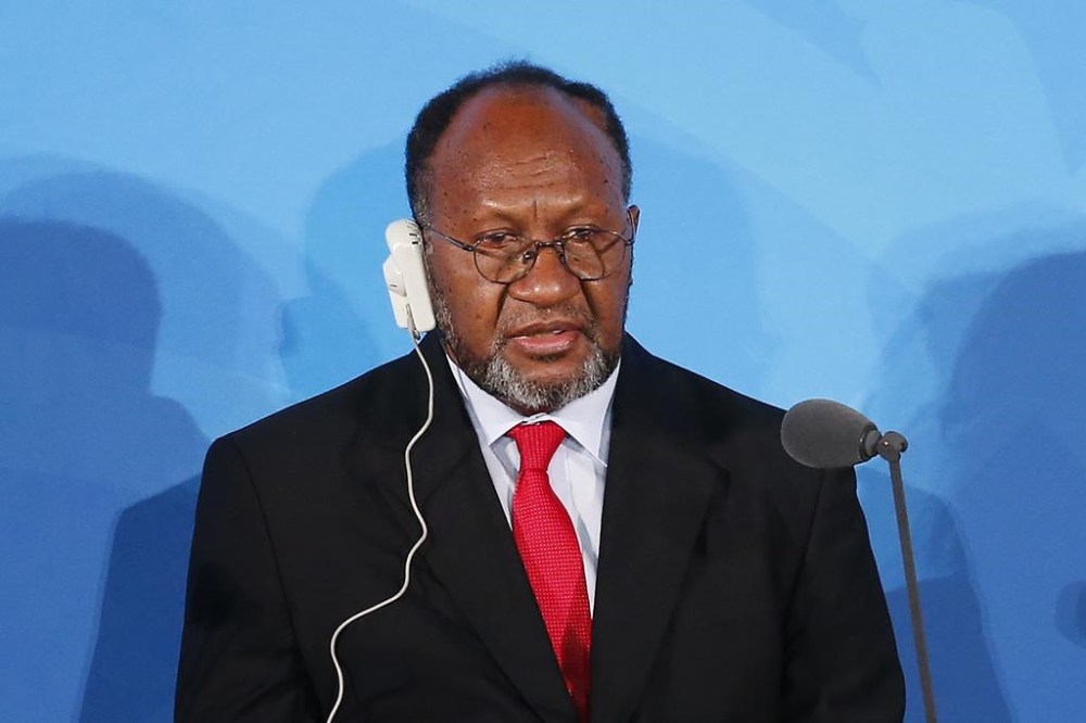 FILE - Vanuatu's Prime Minister Charlot Salwai addresses the Climate Action Summit in the United Nations General Assembly, at U.N. headquarters, on Sept. 23, 2019. Government ministers in the Pacific nation of Vanuatu are asking the president to dissolve parliament, adding to political disarray after lawmakers introduced a no-confidence against the prime minister, local media said Saturday, Nov. 11, 2023. (AP Photo/Jason DeCrow, File)