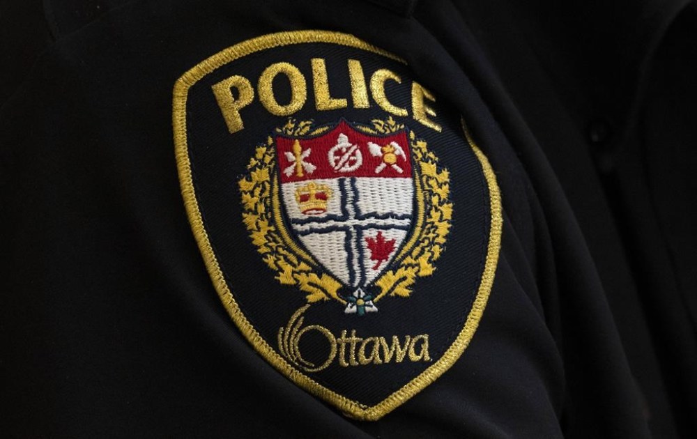 An Ottawa man was arrested near Toronto this weekend after he was allegedly caught on video inciting hatred and expressing antisemitic views. A close-up of an Ottawa Police officer’s badge is seen on Thursday, April 28, 2022 in Ottawa. THE CANADIAN PRESS/Adrian Wyld