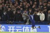 Chelsea's Raheem Sterling celebrates after scoring his side's second goal during the English Premier League soccer match between Chelsea and Manchester City at Stamford Bridge stadium in London, Sunday, Nov. 12, 2023. (AP Photo/Ian Walton)