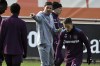 Leverkusen coach Xabi Alonso, center, Alejandro Grimaldo, right, and Florian Wirtz, second from right, attend a team training session, in Leverkusen, Germany, Wednesday, Nov. 8, 2023. Leverkusen play Qarabag in an Europa League group H soccer match on Thursday in Azerbaijan. (Federico Gambarini/dpa via AP)
