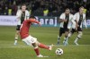 Turkey's Yusuf Sari scores his side's third goal with a penalty during an international friendly soccer match between Germany and Turkey in Berlin, Germany, Saturday, Nov. 18, 2023. (AP Photo/Markus Schreiber)