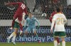 Serbia's Dusan Vlahovic makes an attempt to score during the Euro 2024 group G qualifying soccer match between Serbia and Bulgaria at the Dubocica stadium in Leskovac, Serbia, Sunday, Nov. 19, 2023. (AP Photo/Darko Vojinovic)