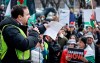 Wesam Cooley, who also goes by Wesam Khaled, who was recently arrested and charged by the Calgary police, addresses a pro-Palestinian rally in Calgary, Alta., Sunday, Nov. 19, 2023. His charges were stayed Friday. THE CANADIAN PRESS/Jeff McIntosh