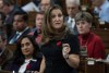Finance Minister Chrystia Freeland will table the fall fiscal update on Tuesday, which is expected to focus on housing and affordability as the Liberal government struggles to regain favour with Canadians feeling overwhelmed and angry about the rising cost of living. Freeland rises during Question Period, in Ottawa, Tuesday, Nov. 7, 2023. THE CANADIAN PRESS/Adrian Wyld