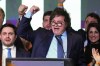 FILE - Javier Milei, presidential candidate of the Liberty Advances coalition, speaks at his campaign headquarters after polls closed for general elections in Buenos Aires, Argentina, on Oct. 22, 2023. (AP Photo/Natacha Pisarenko, File)