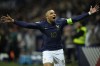 France's Kylian Mbappe celebrates after a goal during the Euro 2024 group B qualifying soccer match between France and Gibraltar in Nice, France, Saturday, Nov. 18, 2023. (AP Photo/Daniel Cole)