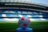 FILE -A soccer ball is displayed ahead of the English Premier League soccer match between Manchester City and Newcastle United at Etihad stadium in Manchester, England, Sunday, May 8, 2022. A council member at the English Football Association who made an inappropriate post regarding the war in Gaza resigned from his position on Thursday. Wasim Haq had been suspended for the comments he made this month on the social platform X, formerly known as Twitter, which reportedly referred to Adolf Hitler and Israeli Prime Minister Benjamin Netanyahu. The post was deleted and Haq apologized. (AP Photo/Jon Super, File)