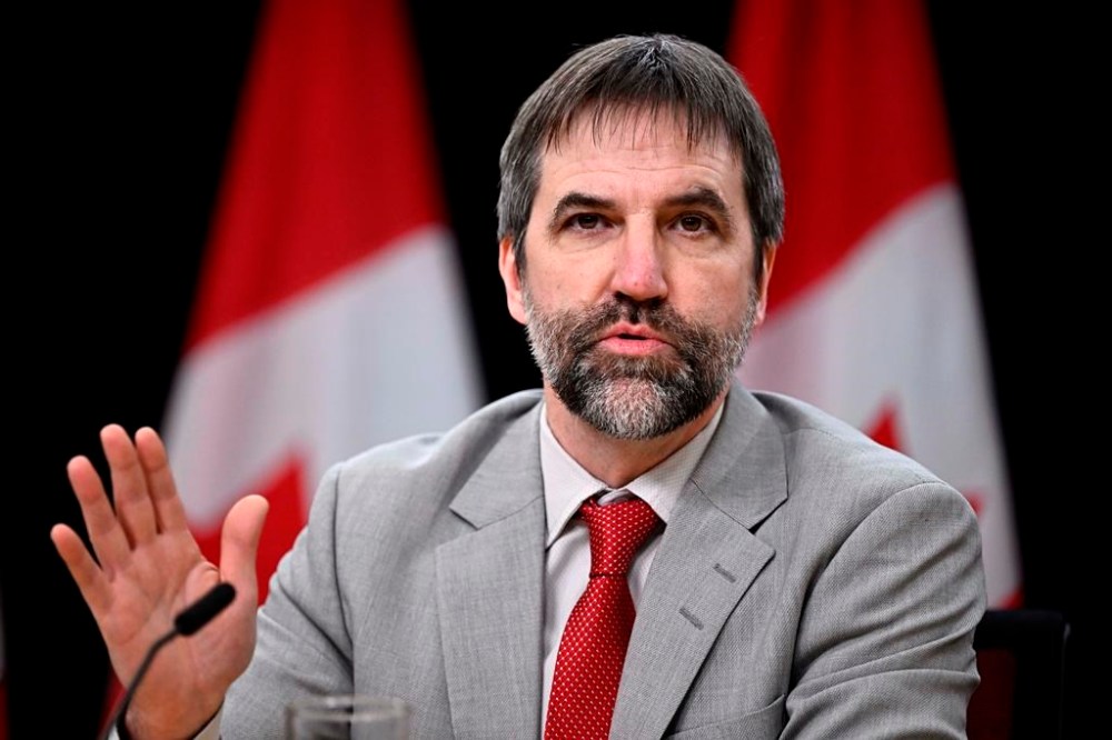 Minister of Environment and Climate Change Steven Guilbeault speaks during a news conference in Ottawa, on Monday, Nov. 20, 2023. Guilbeault says he has not promised to resign if there are any further carve outs from the carbon price.THE CANADIAN PRESS/Justin Tang