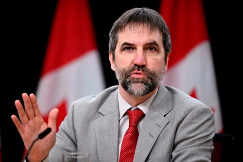 Minister of Environment and Climate Change Steven Guilbeault speaks during a news conference in Ottawa, on Monday, Nov. 20, 2023.Ottawa and Quebec have announced their intention to protect the waters near a picturesque territory in the Gulf of St. Lawrence that was recently added to the list of UNESCO World Heritage Sites.&nbsp;THE CANADIAN PRESS/Justin Tang