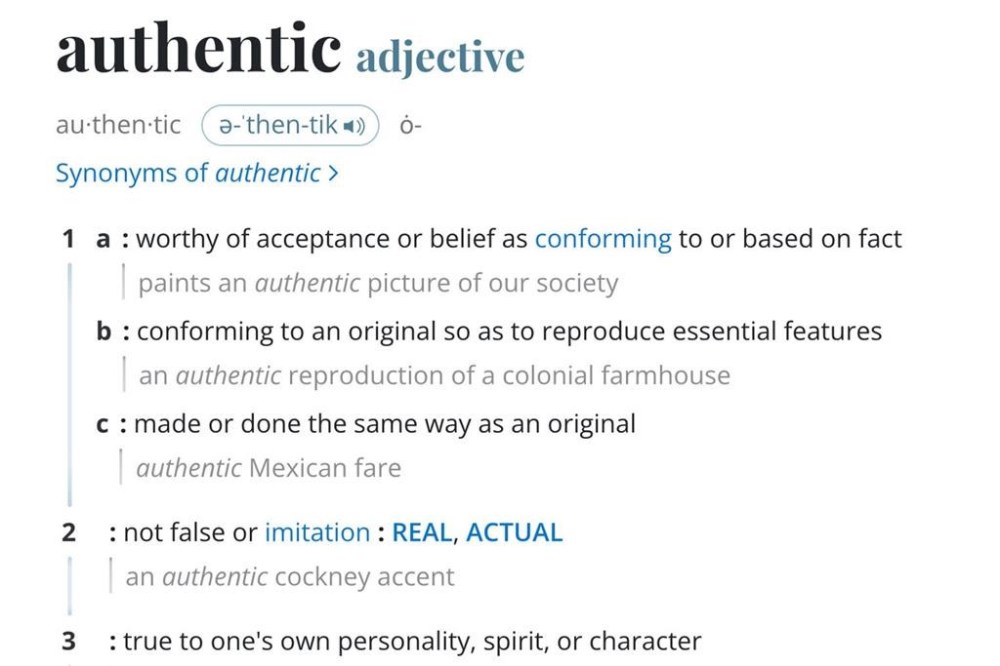 This image released by Merriam-Webster shows an online dictionary entry for authentic. (Merriam-Webster via AP)