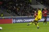 Dortmund's Jamie Bynoe-Gittens scores his side's second goal during the Champions League group F soccer match between AC Milan and Borussia Dortmund at the San Siro stadium in Milan, Italy, Tuesday, Nov. 28, 2023. (AP Photo/Antonio Calanni)
