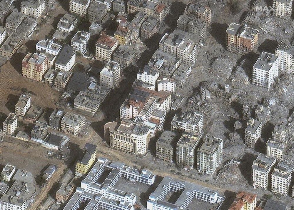 This satellite image provided by Maxar Technologies shows Al-Quds Hospital, in Gaza City, on Sunday, Nov. 26, 2023. The cease-fire between Israel and Hamas began Friday, Nov. 24. (Satellite image ©2023 Maxar Technologies via AP)