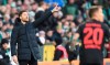 Leverkusen's head coach Xabi Alonso points during the German Bundesliga soccer match between Werder Bremen and Bayer 04 Leverkusen in Bremen, Germany, Saturday, Nov. 25, 2023. (Carmen Jaspersen/dpa via AP)