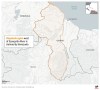 Venezuela has claimed a large swath of Guyana known as the Essequibo region since the 19th century as its own, rejecting the borders decided by international arbitrators in 1899. (AP Graphic)