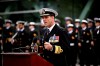 Vice-Admiral Angus Topshee, commander of the Canadian Navy, speaks during the rededication of the National Naval Reserve Monument at HMCS Carleton in Ottawa, on Saturday, Oct. 14, 2023. Topshee says the force is in a 