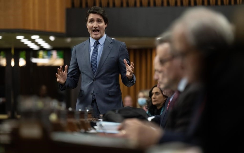 Prime Minister Justin Trudeau rises during Question Period, Wednesday, November 29, 2023 in Ottawa. THE CANADIAN PRESS/Adrian Wyld