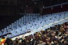 Empty seats in the stands in the Legia Warsaw away section during the Europa Conference League Group E soccer match between Aston Vulla and Legia Warsaw at Villa Park, Birmingham, England, Thursday, Nov. 30, 2023. (Joe Giddens/PA via AP)