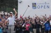 Nick Taylor reacts after winning the Canadian Open championship on the fourth playoff hole against Tommy Fleetwood in Toronto on Sunday, June 11, 2023. Taylor's iconic putter toss is being immortalized in the new logo for the RBC Canadian Open. The Canadian won the 2023 event after sinking a 72-foot eagle putt on the fourth playoff hole. THE CANADIAN PRESS/Nathan Denette