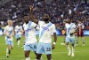 Crystal Palace's Odsonne Edouard celebrates scoring their side's first goal of the game during the English Premier League soccer match between Crystal Palace and West Ham United at the London Stadium in London, Sunday Dec. 3, 2023. (Zac Goodwin/PA via AP)