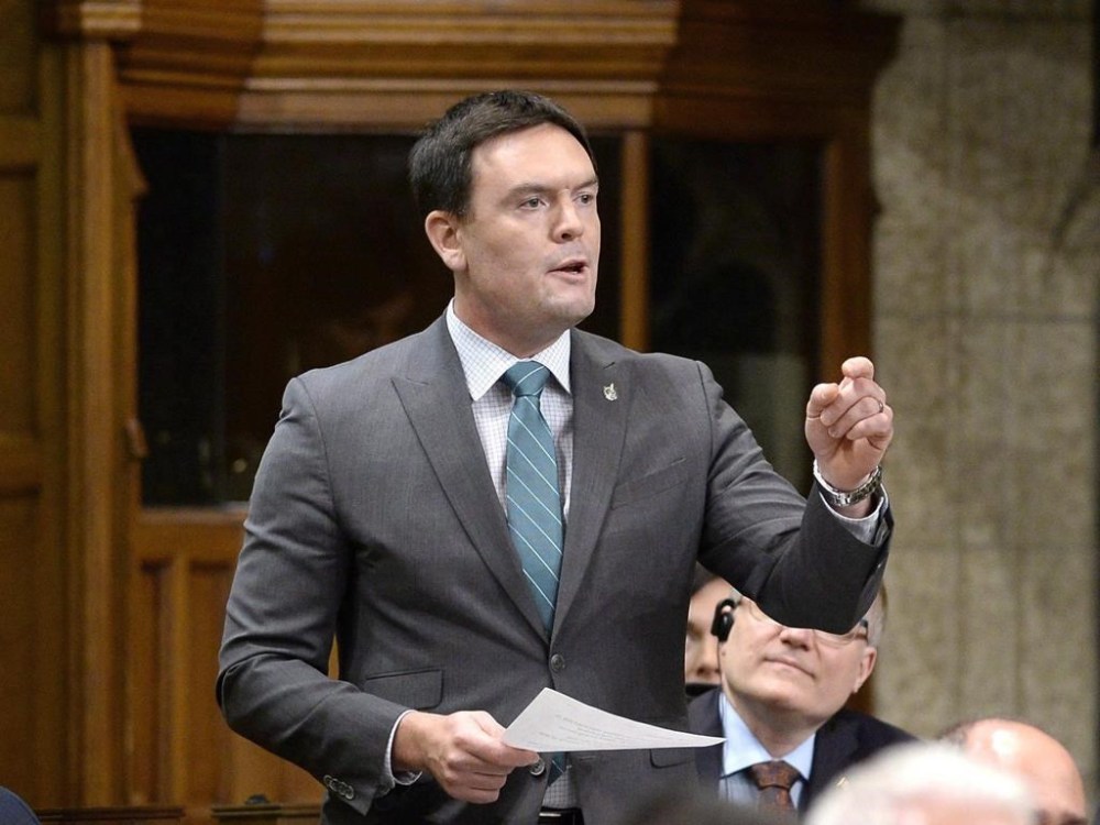 New Democrat MP Alistair MacGregor says he has reviewed the major grocers' plans to stabilize prices and was unimpressed by what was in them. MacGregor rises during Question Period on Parliament Hill, in Ottawa on Friday, Feb. 17, 2017. THE CANADIAN PRESS/Justin Tang