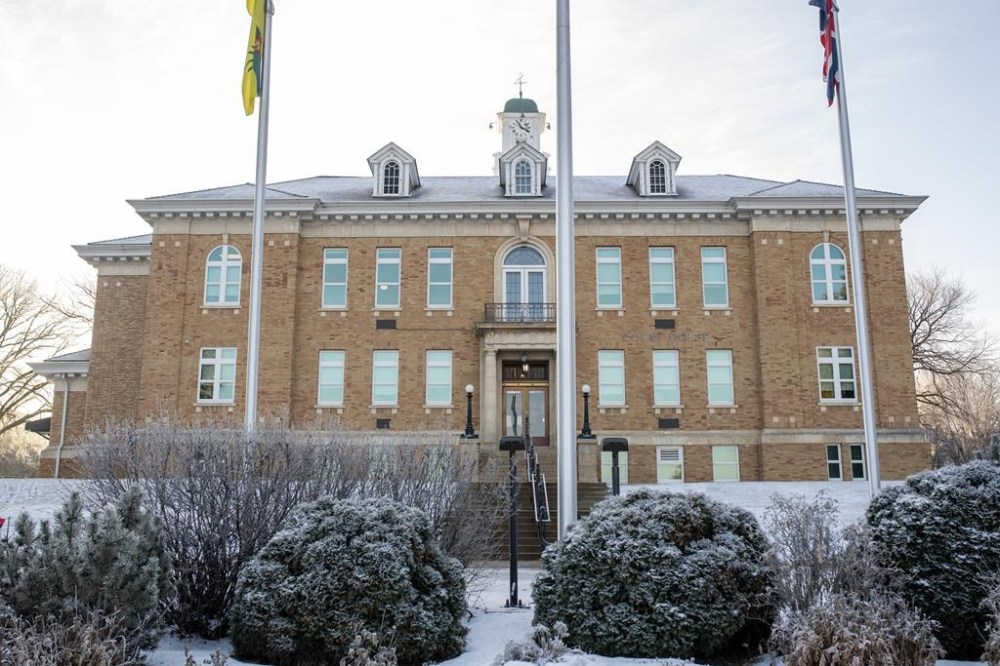 The Court of King's Bench during the opening day of the trail of Bernie Herman, a Mountie who has been charged with first-degree murder in a May 2021 death, in Prince Albert, Sask., on Monday, Dec. 4, 2023. THE CANADIAN PRESS/Liam Richards