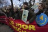 Forest rangers and climate activists demonstrate outside parliament two days after Geert Wilders' far-right party PVV, or Party for Freedom, won the most votes in a general election, in The Hague, Netherlands, Friday Nov. 24, 2023. (AP Photo/Peter Dejong)