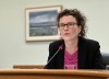 Saskatchewan provincial auditor Tara Clemett speaks at the legislature in Regina on Wednesday Dec. 6, 2023. Clemett's report looked into growing brain and spine surgery wait lists. Her report also says homelessness among people on detox has nearly tripled in six years. THE CANADIAN PRESS/Jeremy Simes