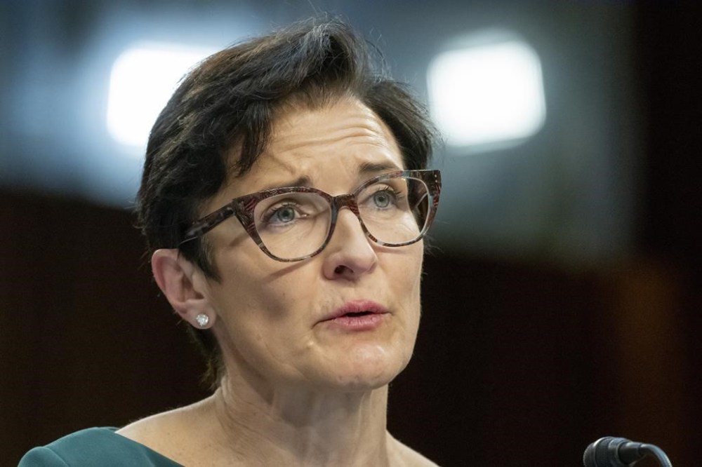 Jane Fraser, CEO of Citigroup, speaks during a Senate Banking, Housing, and Urban Affairs Committee oversight hearing to examine Wall Street firms on Capitol Hill, Wednesday, Dec. 6, 2023 in Washington. (AP Photo/Alex Brandon)